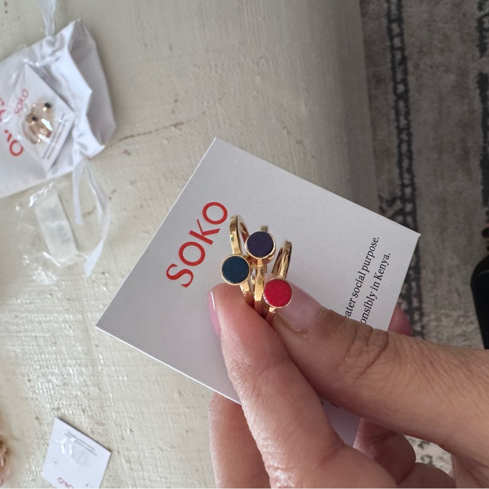 New in box soko market Anga stackable rings set size 7